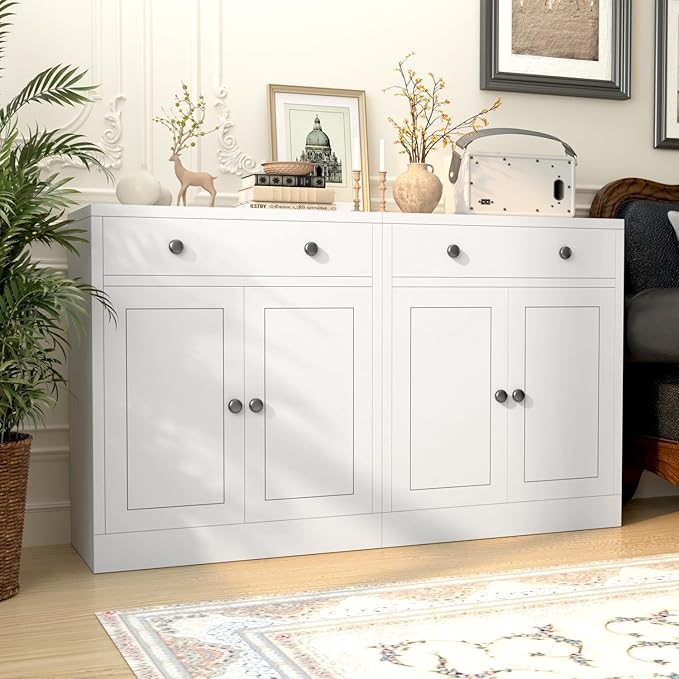 BESFUR Metal Storage Cabinet with Doors and 1 Drawer, 32” Metal Cabinet for Classroom, Home and Office - White