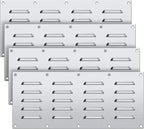 4 Pack Stainless Steel Venting Panel for BBQ Grill Accessory, 15x6.5 Inch (20-Slots), 304 Grade Metal Vent Cover for Masonry Fire Pits & Outdoor Kitchens, Weather Resistant, 15" by 6-1/2"