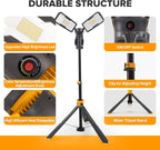 LUTEC 【Upgraded】 6290Max 11000 Lumen 92W Dimmable LED Work Light with Telescoping Tripod, Adjustable Color Temperature Dual-Head Work Light with Stand and 8 Ft 3-Prong Power Cord
