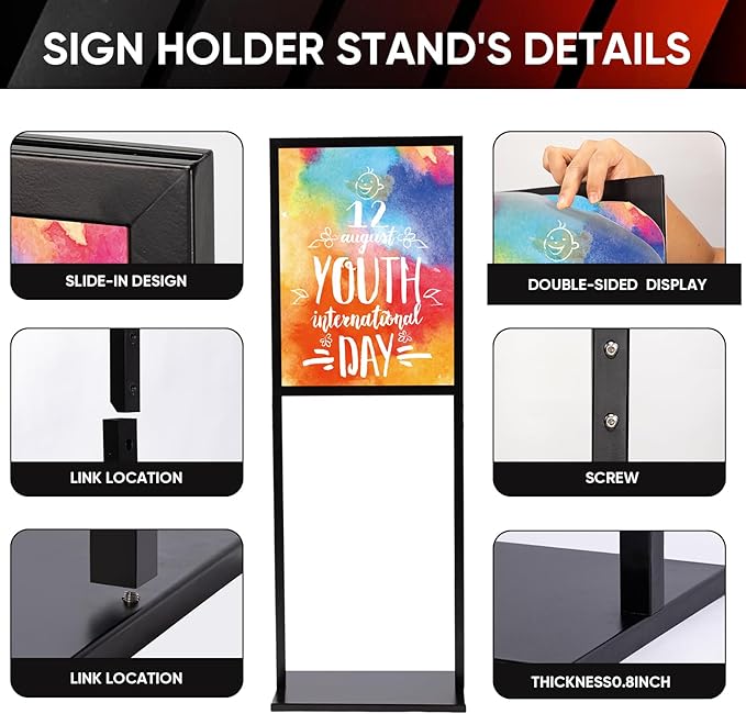 Sign Holder Stand, heavy Duty Pedestal poster for display,18×24 inch slide-in double sided banner poster floor sign holder for indoor Display (18×24)