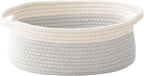 Woven Basket,Small Rope Storage Bin with Handles & Ribbon Bag, Organizer for Shelves Closets,Gift Basket Empty for Birthday,Books,Dog Toys, White&Grey