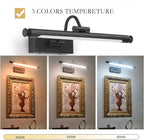 Battery Operated Picture & Frame Light – 15.7" Black Dimmable LED Wall Art Lamp with Remote Control, Timer, Adjustable Arm for Paintings, Portraits & Frames