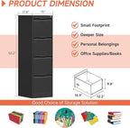 4 Drawer File Cabinet with Lock,17.8" Deep Vertical Metal Filing Cabinet for Home Office,Locking Drawer Tall for Hanging Letter/A4/Legal Folders, Easy Assemble-Black