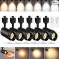 【2025 Upgraded】10 Color Zoomable Track Light Head Dimmable H Track Lighting Remote Control Bright Ceiling Spotlight Fixtures for Kitchen Dining Room 2700K-6500K 15°~60° CRI90 12W 1100lm Black 6 Pack