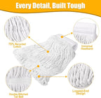 Commercial Mop Head Replacement - 2 Pack Heavy Duty Cotton Heads for Floor Cleaning - Washable Looped End String Mop Refill for Home Kitchen Industrial