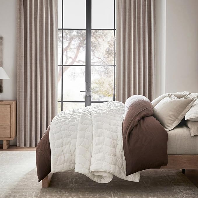 Black Out Linen Boho Curtains 72 Inch Long, Living/Bedroom Curtains 72 Inches Length 2 Panels Set Drapes for Window Energy Saving Noise Reducing Nursery (50" W x 72" L) Back Tab,Hook Belt