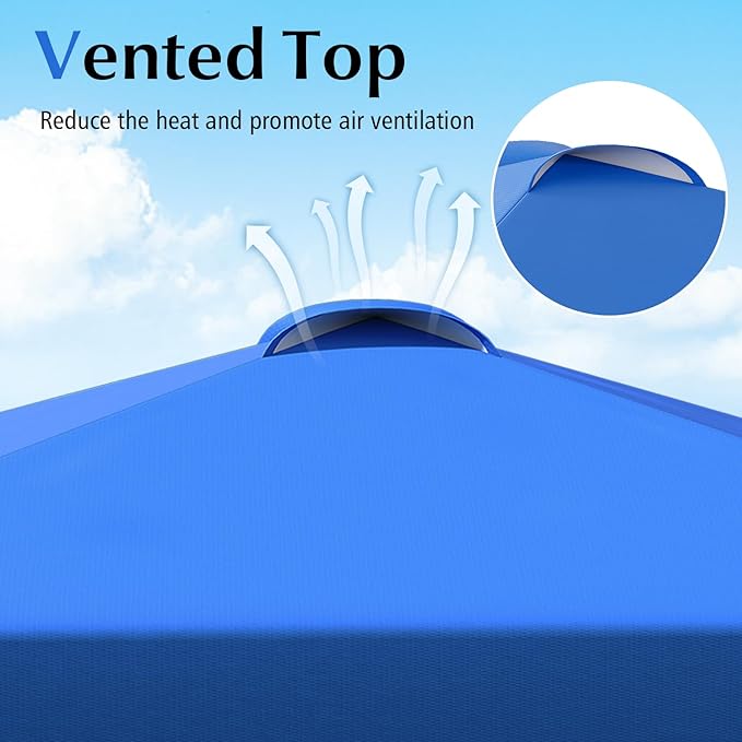 Tangkula 10x10 FT Pop up Canopy with Sidewall, Easy Setup Outdoor Tent with Wheeled Bag, 4 Sandbags, 4 Ropes, 4 Anchors, 8 Stakes, Vented Top, Portable Canopy Tent for Party Event Patio (Blue)