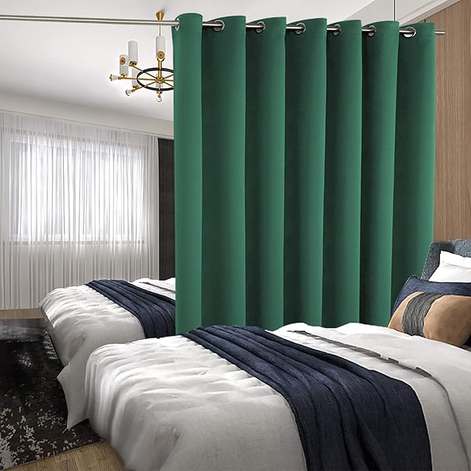 BGment Sliding Door Curtain 100 X 84 Inches, Wide Thermal Blackout Curtains Room Darkening Room Divider Window Curtain, 1 Panel, Emerald Green, 84 Length X Wide 100