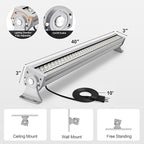 LED Work Light Bar, 80W 7200lm 5700K 40in Linear Shop Lights 35°Beam Angle Spotlight with On/Off Switch, Adjustable Bracket for Workbench, Billiard Table, Warehouse, Garage, Shop, Factory (Silver)