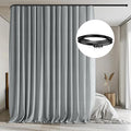 Room Divider Curtains with Flexible Ceiling Tracks Set,Blackout Curtain Ceiling Mount Curtain Track Privacy Room Dividers Ceiling Track Curtain Rod(Grey Drape & Black Rail W 12.5 × H 9 FT)