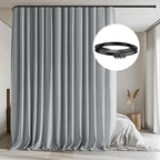 Room Divider Curtains with Flexible Ceiling Tracks Set,Blackout Curtain Ceiling Mount Curtain Track Privacy Room Dividers Ceiling Track Curtain Rod(Grey Drape & Black Rail W 12.5 × H 8 FT)