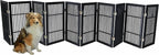 Pet Dog Gate Strong and Durable Freestanding Folding Acacia Hardwood Portable Wooden Fence Indoors or Outdoors by Urnporium (Black Pet Gate, 10 Panel 30" Tall)