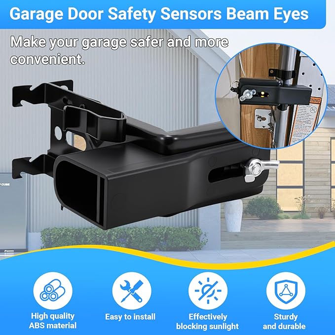 Garage Door Sensor Beam Eyes with Bracket & Cover, Garage Door Safety Sensor Replacement Parts Compatible with Liftmaster/Sears/Craftsman After 1997 (41A5034, 801CB-P)