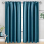 JIUZHEN Blackout Curtains for Bedroom - 70 x 84 Inch Extra Wide Privacy Assured Thermal Insulated Room Darkening Room Divider Curtain Cover for Living Room, Set of 2 Panels with Tiebacks, Stone Blue