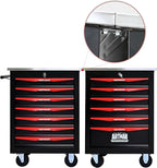 7 Drawer Rolling Tool Chest with Locker, 22.2" D Metal Movable Lockable Tool Cart Box Multi-Functional Hardware Storage Cabinet Box for Warehouse Basement Home Pantry Garage