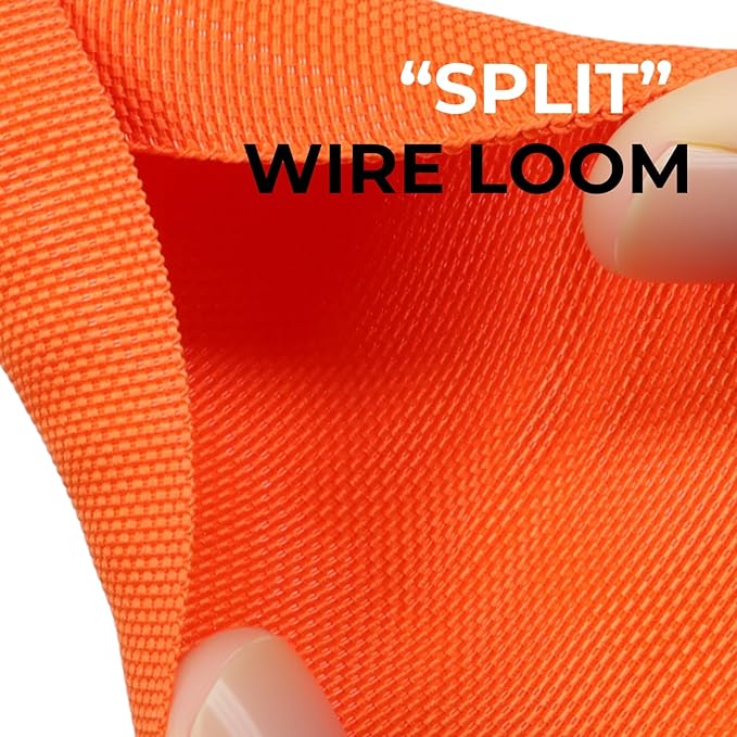 1/8 inch Split Braided Cable Management Sleeve for USB Cable Power Cord Audio Video Cable, Wire Loom Cord Protector from Cat Dog Chewing (Orange, 10FT)