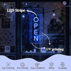 Vertical LED Open Signs for business – Super Bright - UV Printing Pattern, Remote Included - Large Size 12x30'' - Neon Open Sign for Café, Bar, Shop & Business Sign (Blue)