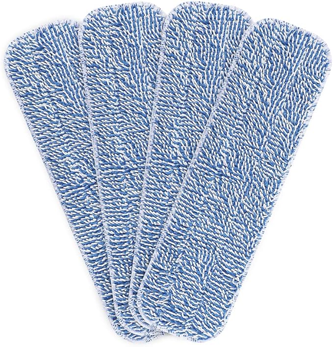Replacement Microfiber Floor Cleaning Pads - 18''x5'' Dust Mop Refill Sweeping Pad Compatible with Bona Mop, Fits 17” to 18” Flat Mop - 4 Pack