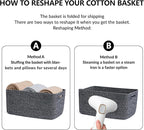 Large Storage Baskets for Shelves, Closet Organizers Bins for Clothes Blanket Towels, Baby Nursery, Toy Baskets Box, Woven Rope Baskets, 17 x 13 x 7.5”, 2 Packs Dark Gray