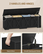 59" Storage Chest, Large Storage Trunk with 2 Hinges, Farmhouse Wooden Box Bench, Lift-Top Organizer Chest, Entryway Trunk for Bedroom, Living Room, Black SB15004X