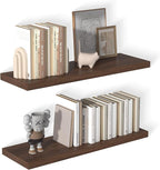 12 Inch Deep Floating Shelves for Wall 2 Pack Floating Shelfs Large Storage Space Wall Decor Display Shelf for Bathroom Living Room Bedroom Kitchen 36" W x 12" D x 1.2" H Walnut