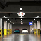 Gruenlich LED Combo Exit Sign, Emergency Light with 2 Adjustable Heads and Double Face, Back Up Batteries- US Standard Red Letter EXIT, UL 924 Qualified, 120-277 Voltage, 4-Pack
