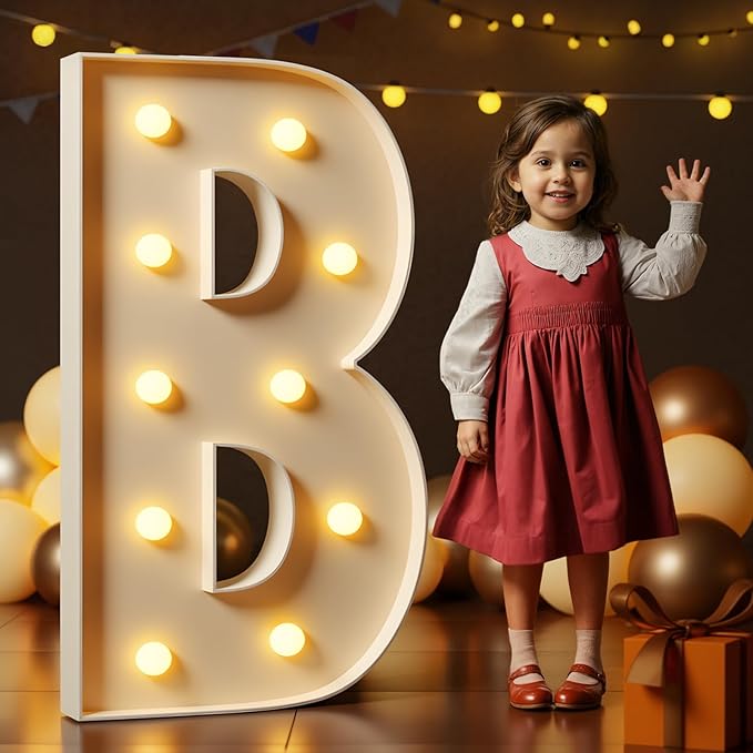 Marquee Letters 4 Feet Tall Large Light Up Letters B Birthday Engagement Party Decor Yellow Light Birthday Decorations Balloon Arch Kit Foam Sign B