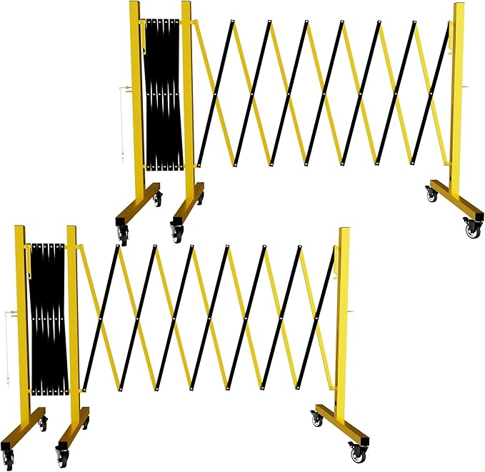 Industrial Expandable Barricade,Folding Security Gate Safety Barricade with Casters,Mobile Barrier Gate Outdoor,Adjustable Traffic Fence for Road Construction, Traffic Control,Pool (23FT)