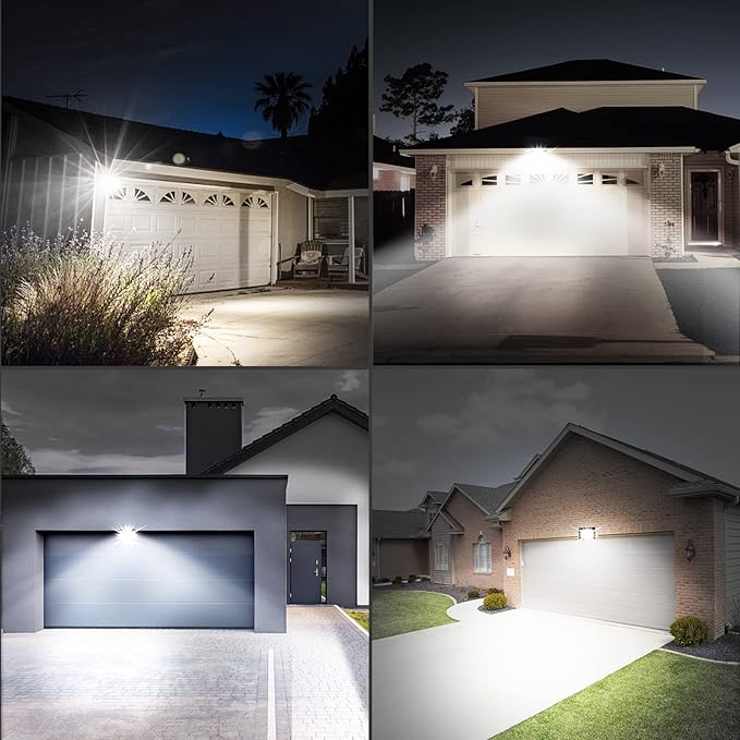 UFOND 5000 Lumens LED Flood Light with Plug,50W Waterproof Outdoor Floodlight,Adjustable Lighting Angle Security Lights,Wall Light for Garage Yard Garden Porch(2 Pack)