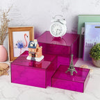 6Pcs Purple Buffet Risers Acrylic Boxes Display Food Risers for Buffet Table Platter Parties Weddings Catering Dessert Collectibles Figures Show ( 6''x7''x8'')