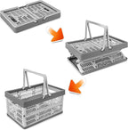 Domiella 2-Pack Foldable Storage Baskets, Collapsible PP Crates with Handles - 20L Capacity, Strong and Portable for Home Organization, Picnic and Shopping, Blue