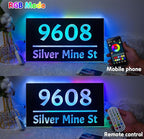 Custom Solar Address Sign for Outside, LED Backlit House Number Sign, Personalized Waterproof Metal Address Plaque, Illuminated Lighted House Numbers for Home