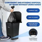 14 Gallon Step-On Trash Can/Container, Black Plastic Dustbin with Lid and Foot Pedal, Hands-Free Disposal