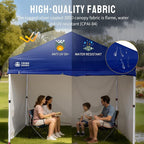 CROWN SHADES 10X10 Comercial Instant Canopy Pop Up Tent with Center Lock, 300D Fabric, 4 Sidewalls, Sto'N Go Bag, Navy Blue