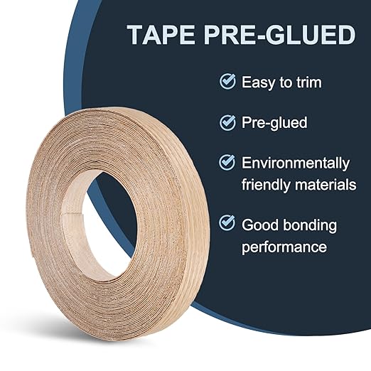PATIKIL Red Oak Edge Banding, 3/4 Inch x 25 ft Wood Veneer Tape Pre-glued Flexible Plywood Edge Banding with Hot Melt Adhesive for Furniture Restoration