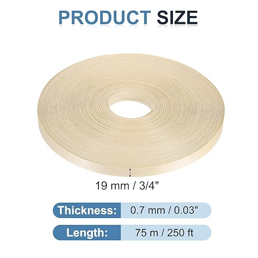 PATIKIL Birch Edge Banding, 3/4 Inch x 250 ft Wood Veneer Tape Pre-glued Flexible Plywood Edge Banding with Hot Melt Adhesive for Furniture Restoration