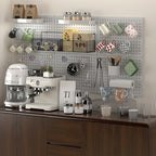 Pegboard,Metal PegBoard Panels,Steel Wall Pegboard,Metal Peg Board Wall Organizer for Office,Crafts Organization, Ornaments Display,Grey