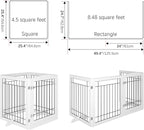 Vantas Folding Pet Gate 96" Wide, 30" Tall No-Assembly Wooden Dog Gate with Door Walk Through, Freestanding Wire Pet Gate, Pet Puppy Safety Fence, with 2PCS Support - White