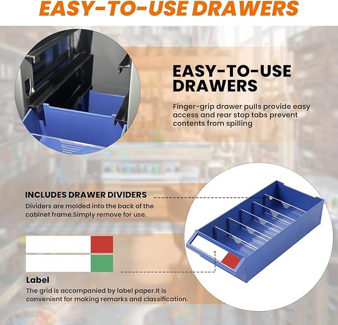 100-Drawer Part Cabinet Bolt and Nut Tool Storage Cabinet,ABS Material Hardware Organizer, Nuts and Bolts Organizer Bolt Bin with Shelfs and Labels, Screw Bolt Bins Organizer for Shop