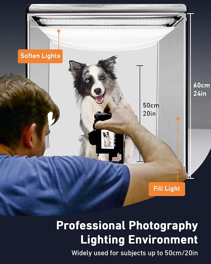 DUCLUS Photo Light Box 24x24 inch, Portable Shooting Tent Kit, Professional Dimmable Photo Studio Light Box with 100 LED Beads & 6 Color Backdrops for Jewelry and Food Items Product Photography