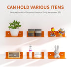 9 Inch Orange Wall Shelves, Acrylic Wall Mounting Ledges Display, Acrylic Display Wall Shelf for Funko Pop Figures, Collectibles, Plants, Décor, Toiletries, Spices, 2 Pack
