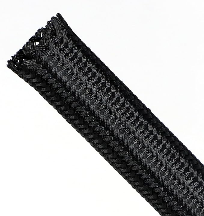 Polyamide Cable Sleeve, 10ft Flexible Expandable Braided Sleeving, Cable Management Sleeve for TV Computer Office Home Entertainment (Black, 3/8")