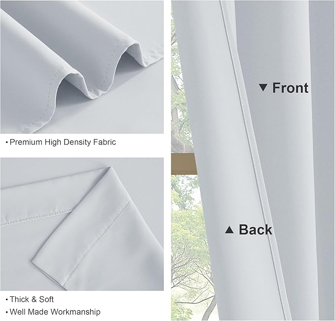 PONY DANCE Short Length Curtains for Kitchen, RV Curtain Tiers for Bedroom, Room Darkening for Bedroom, Width 29 x Length 24 inches,Greyish White, 2 Pieces