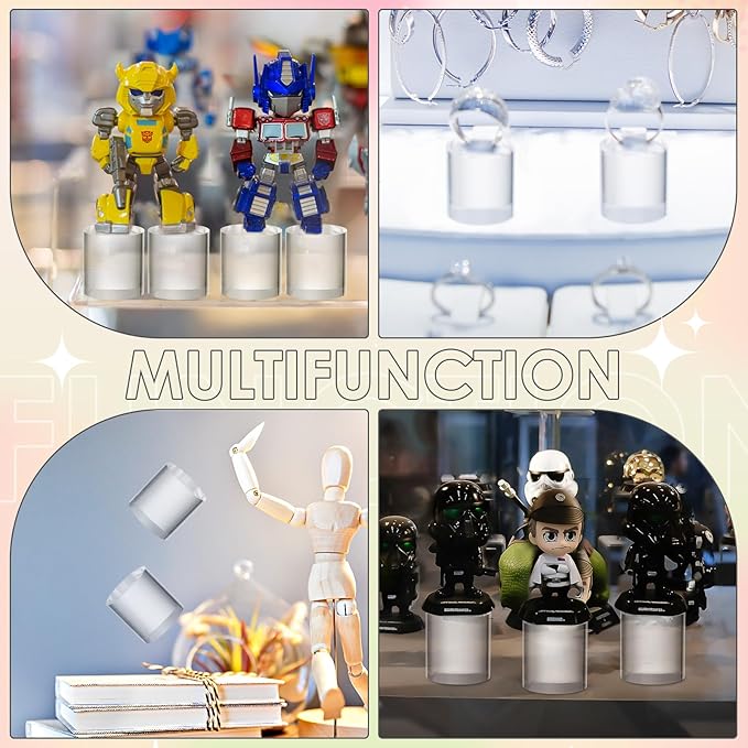 Remerry 8 Pcs Acrylic Round Blocks for Display Clear Polished Blocks for Display Clear Acrylic Edge Polished Base Display Riser for Table Showing Cosmetics Collectibles Figures(1 x 1 x 1 Inches)