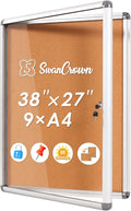 SWANCROWN Enclose Bulletin Board Tamper-Proof Dispaly Case School Office Cork Noticeboards for Information Photo, 38x28inch (9xA4)