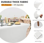 SEPARO Spandex Table Cover 1 Pack 8FT White Fitted Tablecloths,Washable Wrinkle Resistant Stretch Table Cloth Rectangle for Party Hosting Supplies,Wedding Decorations,Vendor Display,Banquet