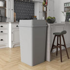 Square Commercial Trash/Garbage Can | Outdoor/Office/Restaurant/School/Kitchen (Trash Can with Lid, Gray, 50 Gallon)