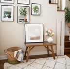 Handcrafted Solid Wood Bench, 30" - Farmhouse-Style Entryway Seating for Living & Dining Room, Rustic Design, Natural Finish