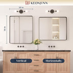Keonjinn Black Framed Mirrors for Bathroom 30 x 36 Inch Rounded Rectangle Wall Mirror, Matte Black Farmhouse Bathroom Vanity Mirror with Seamless Metal Frame, HD Tempered Glass(Horizontal/Vertical)