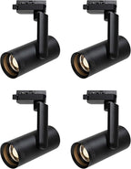 LED 12W Dimmable Track Lighting Heads with 10° to 55° Adjustable Beam Angle H Type 97 CRI 3000K Warm White Ceiling Spotlight for Accent Task Art, 1080lm, Black, 4 Pcs